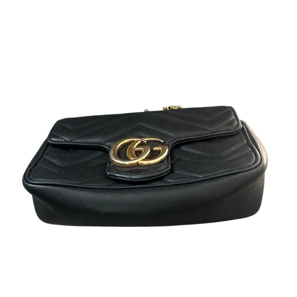 Gucci Black Quilted Crossbody Marmont mini bag Gold Chain - Picture 3 of 16